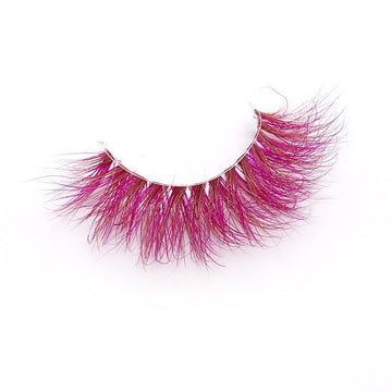 1 Pair Handmade Faux Mink Eyelashes- Magenta - IMAKEUPNOW. INC